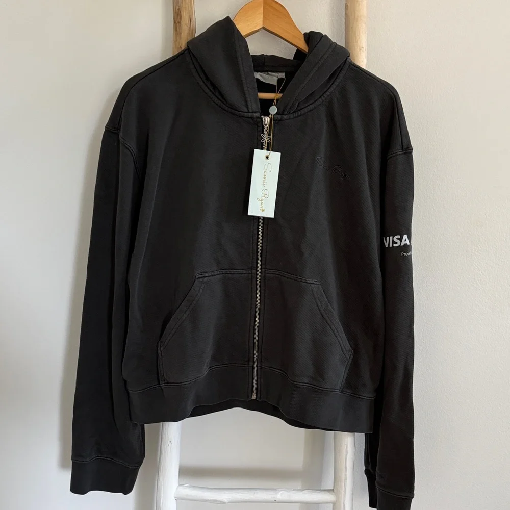Samii Ryan Black Stone Wash Zip-Up Hoodie NWT - Picture 1 of 9